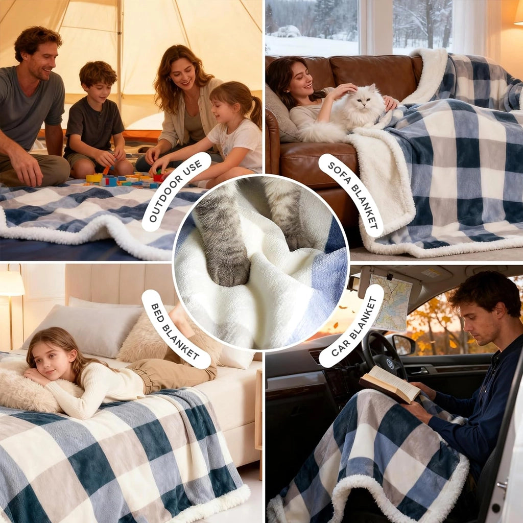 Plush Comfort Blanket – Soft Sherpa Warmth, Double-Sided Design