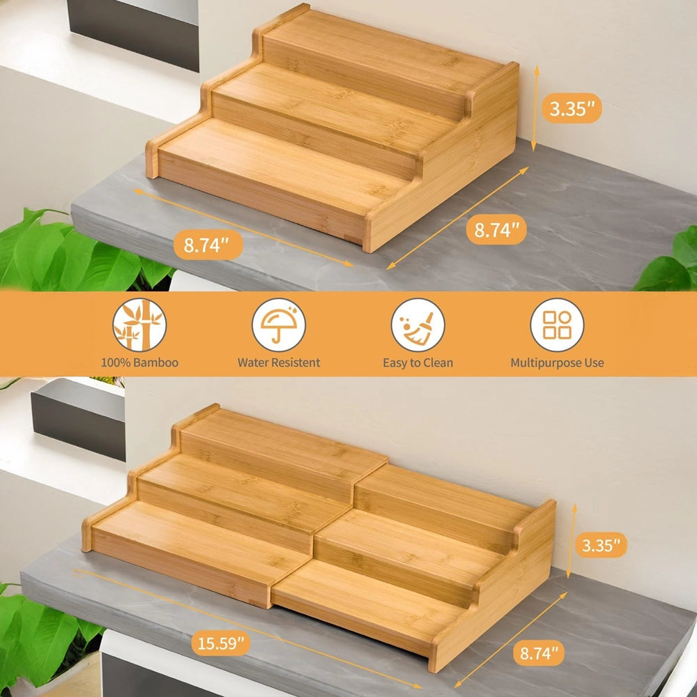 3-Tier Expandable Bamboo Spice Rack