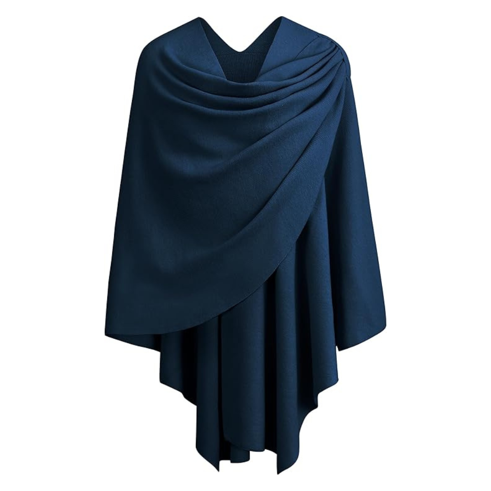 Women’s Elegant Knit Poncho Wrap – Cross-Front Fall Winter Topper