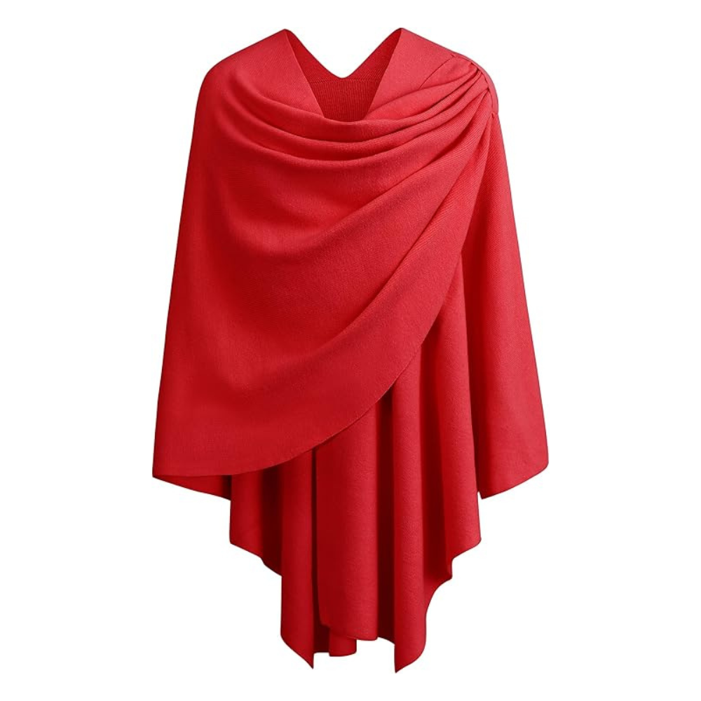 Women’s Elegant Knit Poncho Wrap – Cross-Front Fall Winter Topper