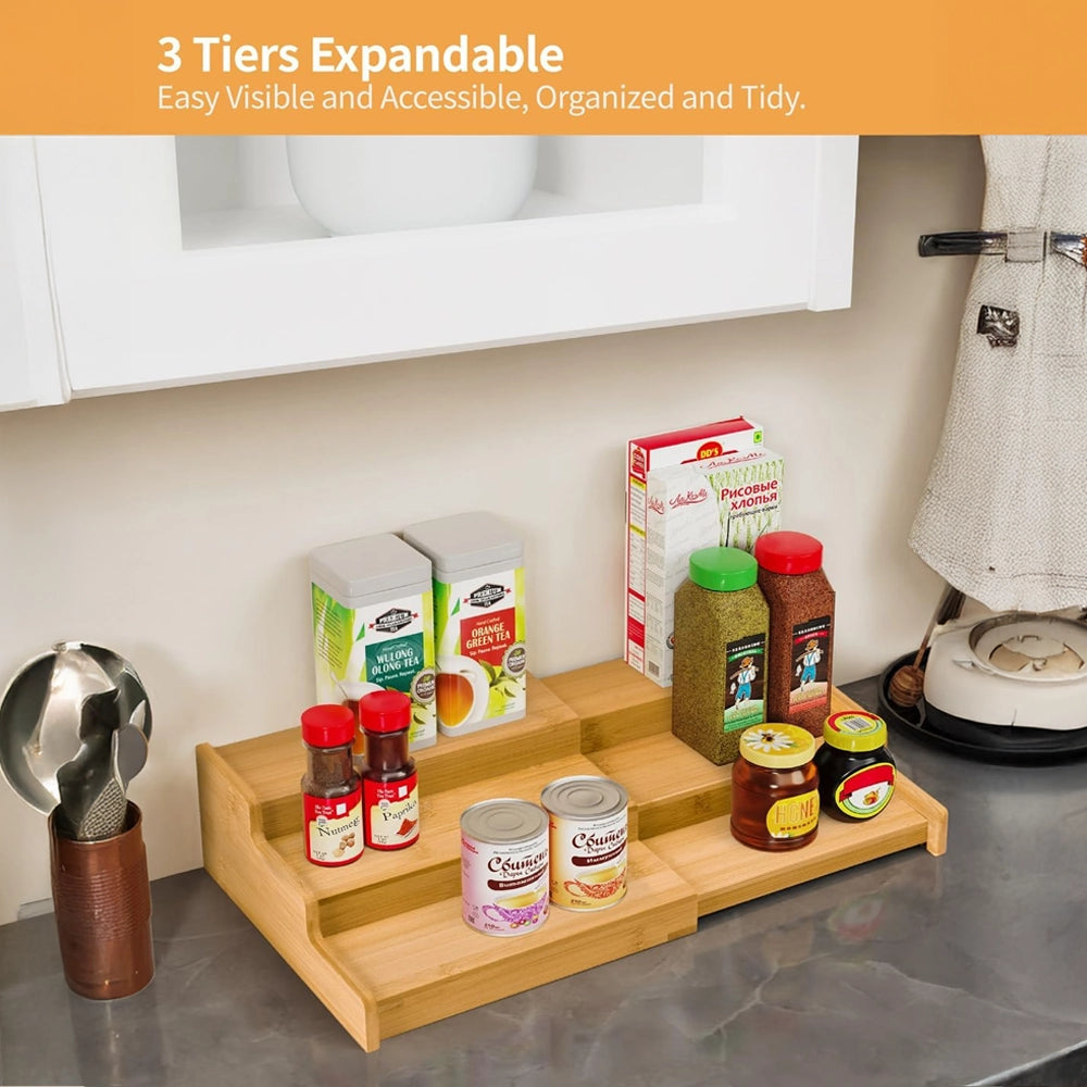 3-Tier Expandable Bamboo Spice Rack