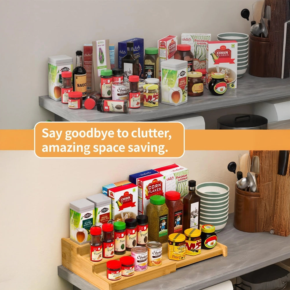 3-Tier Expandable Bamboo Spice Rack