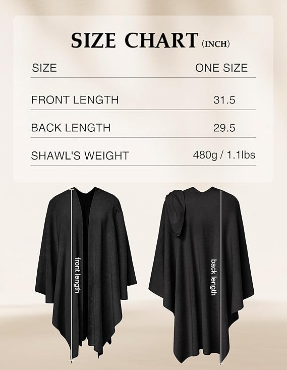 Women’s Elegant Knit Poncho Wrap – Cross-Front Fall Winter Topper