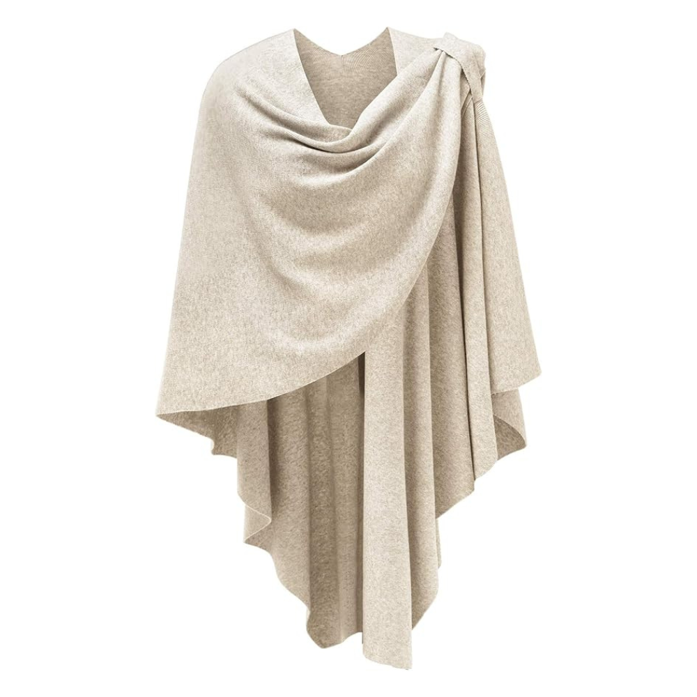 Women’s Elegant Knit Poncho Wrap – Cross-Front Fall Winter Topper
