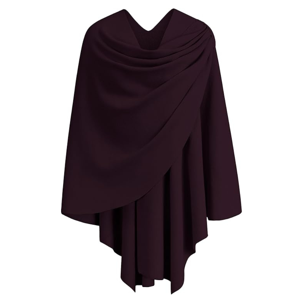 Women’s Elegant Knit Poncho Wrap – Cross-Front Fall Winter Topper