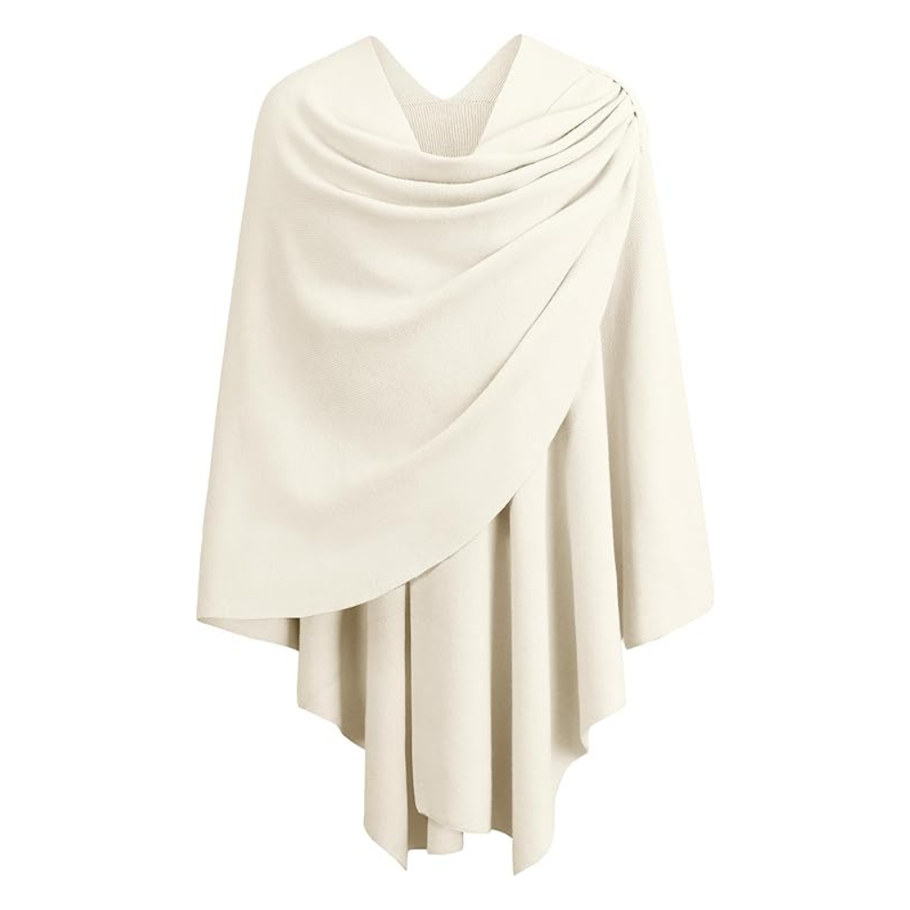 Women’s Elegant Knit Poncho Wrap – Cross-Front Fall Winter Topper