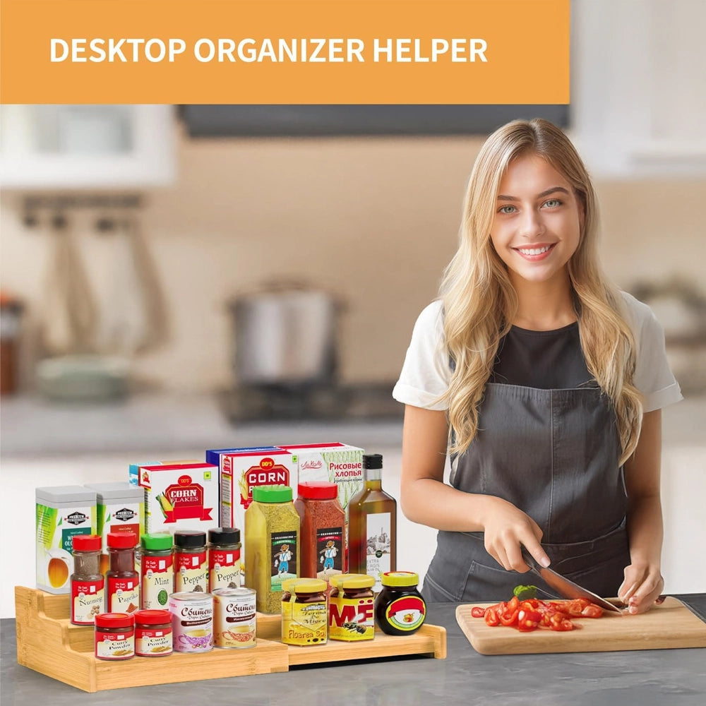 3-Tier Expandable Bamboo Spice Rack