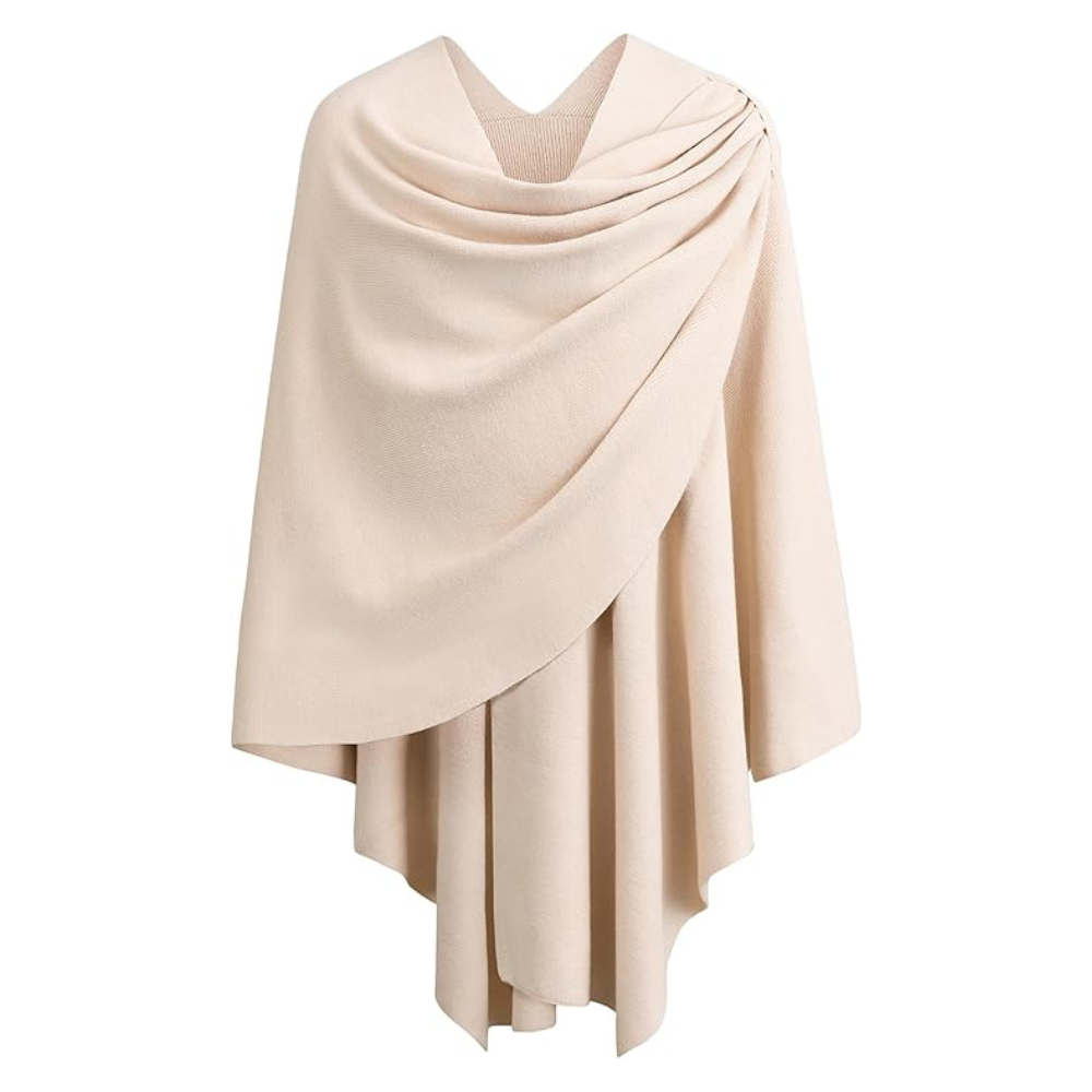 Women’s Elegant Knit Poncho Wrap – Cross-Front Fall Winter Topper