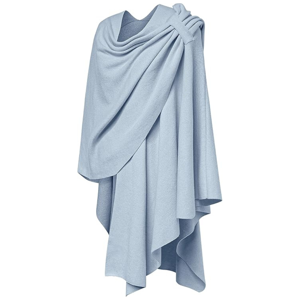 Women’s Elegant Knit Poncho Wrap – Cross-Front Fall Winter Topper