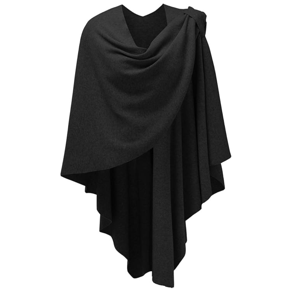 Women’s Elegant Knit Poncho Wrap – Cross-Front Fall Winter Topper